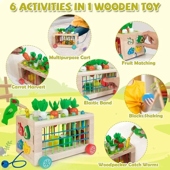 Winique Wooden Montessori Vegetable Garden Playset for Kids - Picture 4 of 7